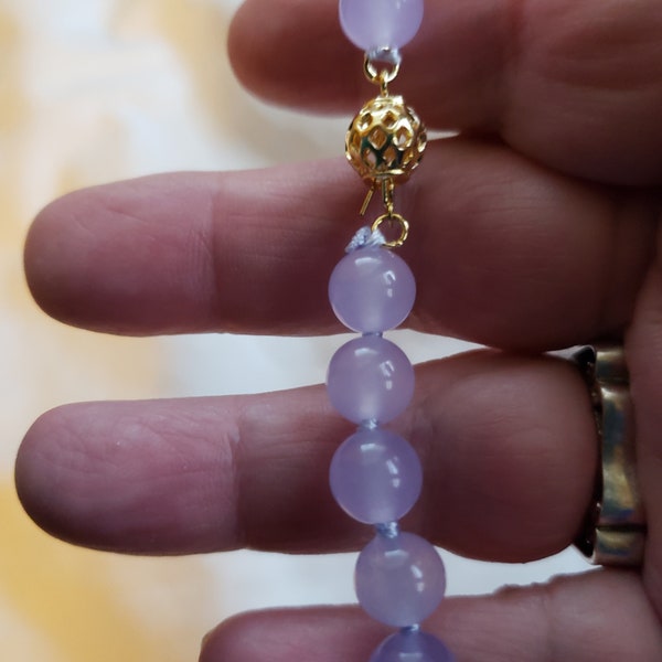 Lavender Jade Bead Necklace 22 inches