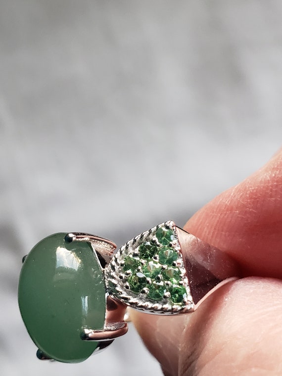 Jade size 9.75 and chrome diopside ring in SS - image 4