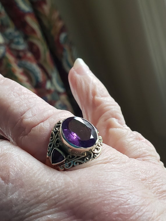 Amethyst Ring size 8 SS vintage 8 grams - image 6