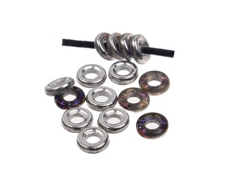 Bohemian glass bead &quot;magic&quot;, 15 pieces, glass ring 9 x 3 mm, hole 4 mm, for threading, as spacer etc.
