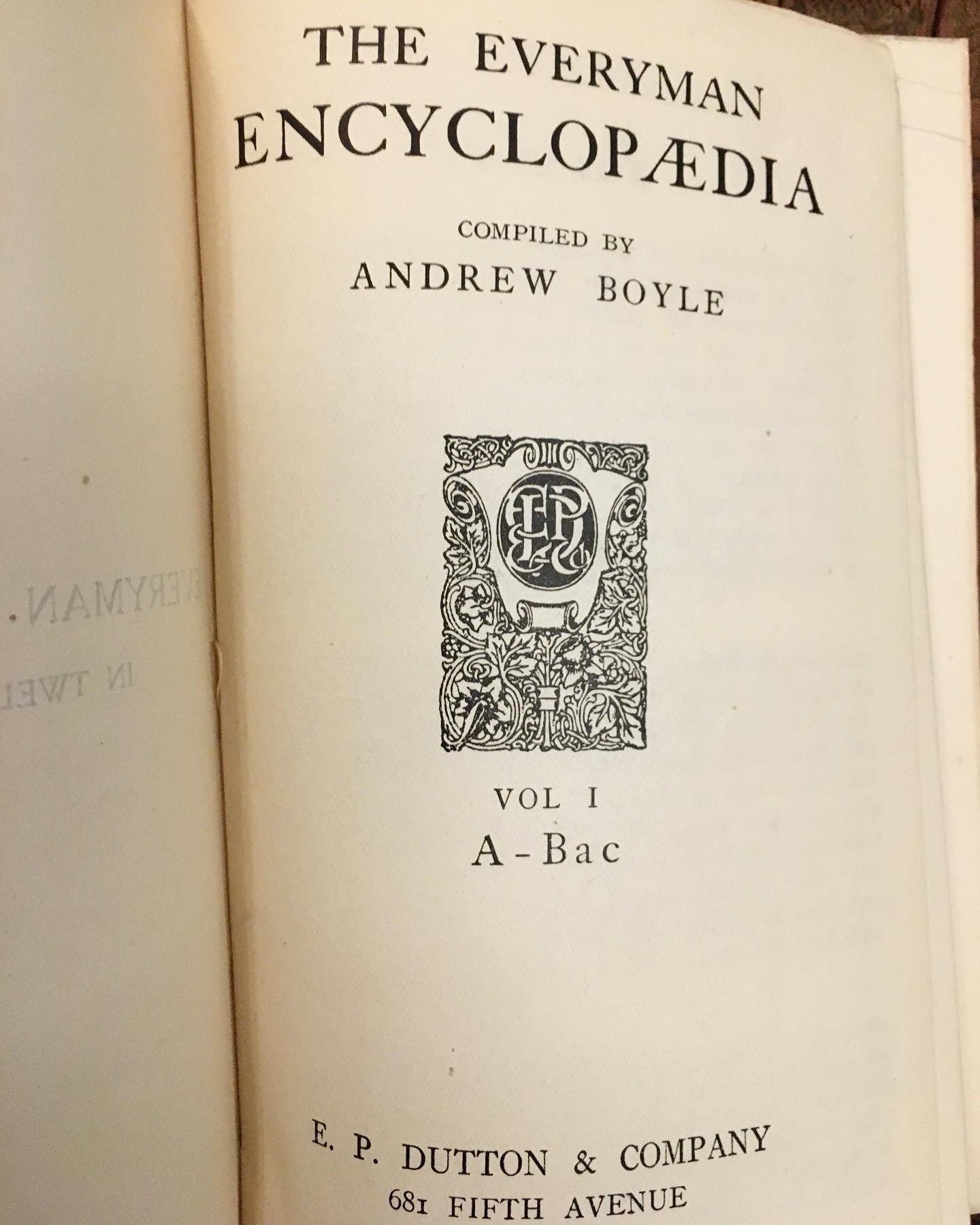 1913 set of Everyman’s Library Encyclopedias with custom wooden shelf!