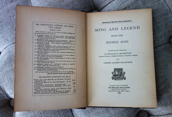 1893 Song And Legend From The Middle Ages - 