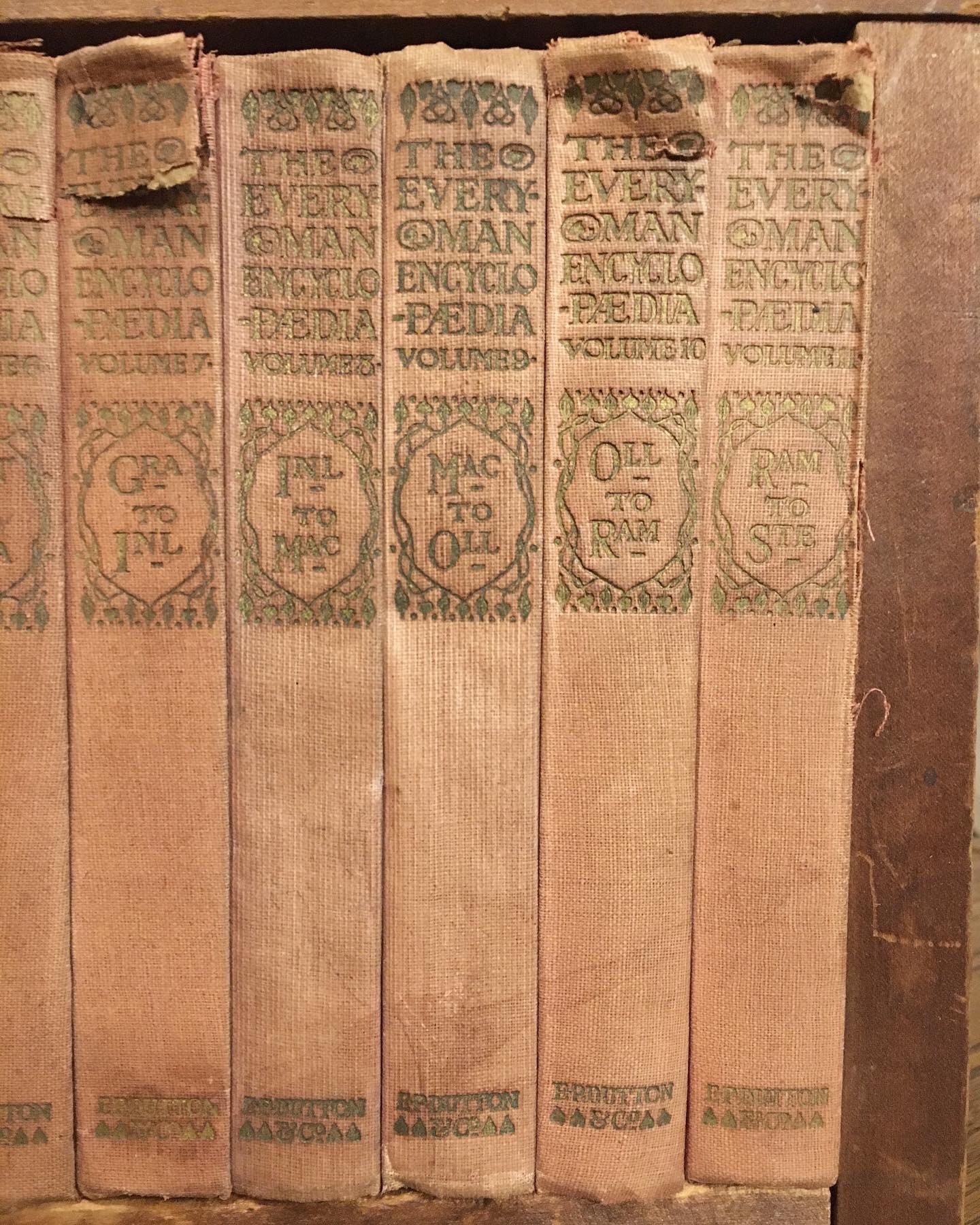 1913 set of Everyman’s Library Encyclopedias with custom wooden shelf!
