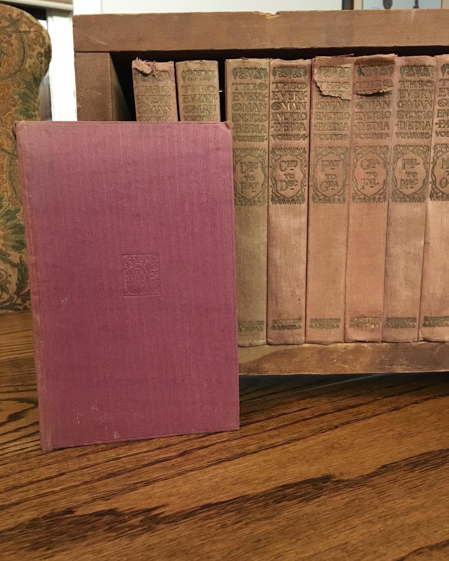 1913 set of Everyman’s Library Encyclopedias with custom wooden shelf!