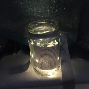 Warm White Jar Light with Poem and Crystal