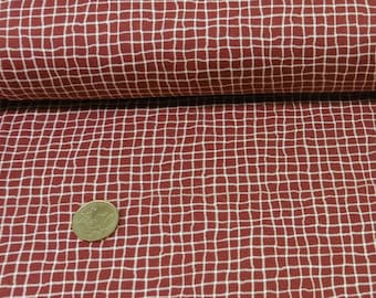 Wood Plaid Hilco FrenchTerry roughens terracotta children's fabric with checks by the meter 50 cm