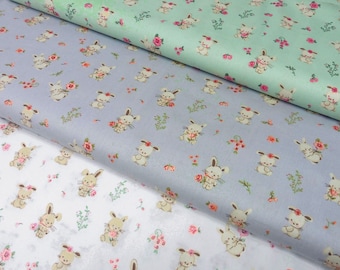 Hoppelchen fabric for children poplin organic cotton with rabbits 3 colours 50 cm