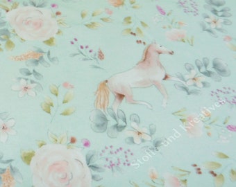 Horse Liberty softmint Hilco Cotton Stretch Jersey Children's Fabric Horses 50 cm, 21.20 EUR/Meter