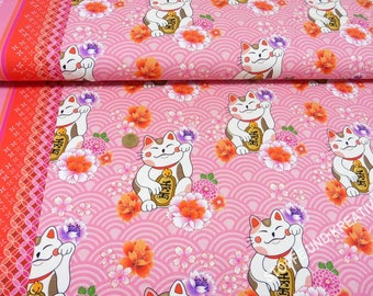 Sakura Maneki Neko Hamburger Liebe Albstoffe organic cotton jersey pink 50 cm, 24.70 EUR/meter