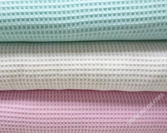 Nelson waffle lpique pink, mint green or ecru cotton woven fabric sold by the meter Swafing 50 cm 10.30 EUR/meter