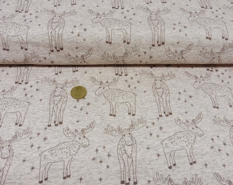 Edgar Elch French Terry roughened Hilco ecru brown children's fabric Elk 25 cm, 21.64 EUR/meter