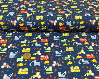 Building Site dark blue French Terry Hilco fabric for kids Design JaTiJu 50 cm, 23.70 EUR/m