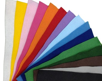 Artificial felt Textile felt Embroidery felt Fabric package with 15 sheets of artificial felt approx. 1 mm thick, washable