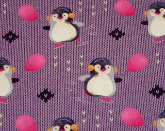 Pingu Ice purple Hilco French Terry roughened children's fabric in a knitted look 50 cm, 25.18 EUR/meter