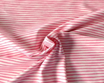 Mini Stripe Hilco cotton jersey children's fabric striped fabric white raspberry 50 cm, 24.80 EUR/meter