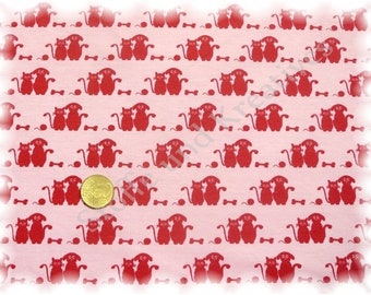 17.48 EUR/Meter Cat and Dog Stretch Jersey pink red Children's fabric 50 cm