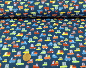 Building Site dark blue French Terry Hilco fabric for kids Design JaTiJu 50 cm, 23.70 EUR/m