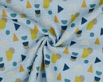 Musselin Toni light blue Double Gauze with semicircles fabric for kids organic cotton 50 cm 11.80 EUR/m