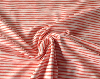 Mini Stripe Hilco cotton jersey children's fabric striped fabric white coral 50 cm, 24.80 EUR/meter