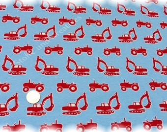 Excavator Bob Shirt Hilco Stretch Jersey light blue Children's fabric Fabric for boys Vehicles 50 cm, 19.70 EUR/Meter