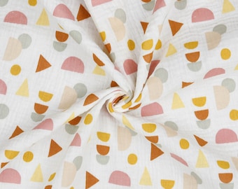 Musselin Toni ecru Double Gauze with semicircles fabric for kids organic cotton 50 cm 11.80 EUR/m