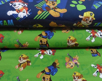 Paw Patrol Jersey Swafing licensed fabric blue or green sold by the meter children's fabric 50 cm