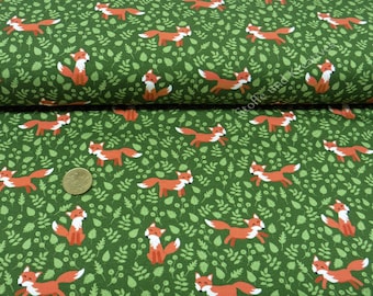 Franz Fuchs Hilco green cotton jersey children's fabric with foxes JaTiJu 25 cm 22.84 EUR/meter