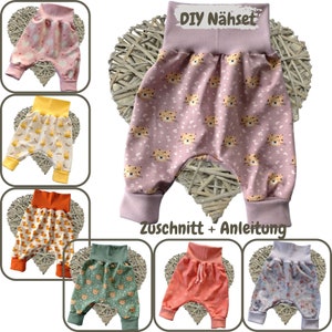 Kit de costura faça você mesmo bloomers de bebê cortes de tecido pacote de costura jersey mais punhos presente bebê costura vários designs