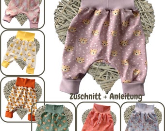 DIY Nähset Baby Pumphose Stoffzuschnitte Nähpaket Jersey plus Bündchen Geschenk Baby nähen verschiedene Designs