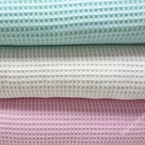 Nelson waffle pique pink, mint green or ecru cotton woven fabric sold by the meter Swafing 50 cm 10.30 EUR/meter
