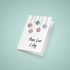 Peace, Love, and Joy Christmas Ornament Printable Greeting Card | Christmas card, Christmas greeting, blank card, 5x7 card