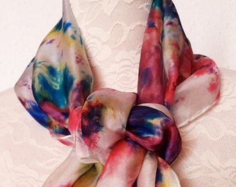 Beautiful hand-painted natural silk scarf.