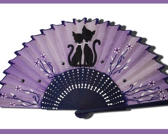 Satin fan hand painted