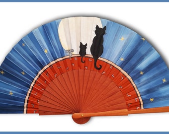 Hand painted natural silk fan