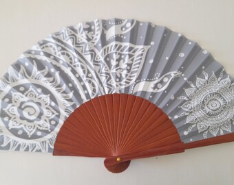 Cotton Fan hand painted "Bora Bora"