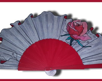 Satin fan "Roses"