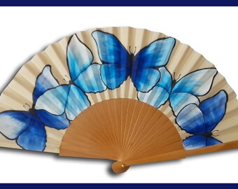 Cotton Satin fan hand painted, "Loro"