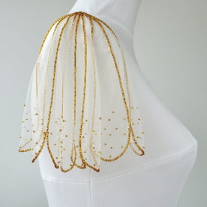 Detachable sleeves for unique wedding dress, Bridal cape PIA GOLD