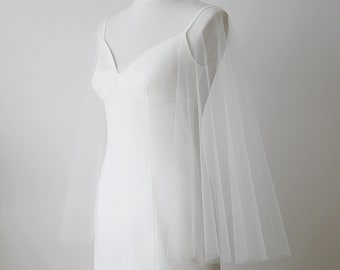 Detachable long sleeves for wedding dress, Bridal tulle cover up SIMPLE LONG