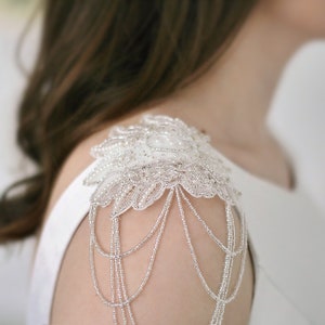 Bridal epaulettes, Shoulder necklace, Bridal cape NOA SILVER