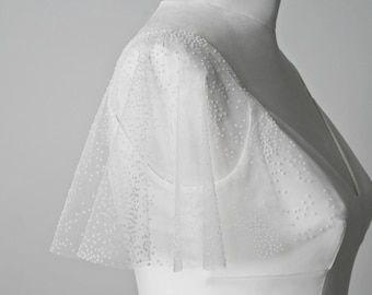 Detachable sleeves for wedding dress, Tulle  cover up SIMPLE with dots