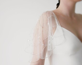 Detachable sleeves for simple wedding dress, Bridal cape NEMI