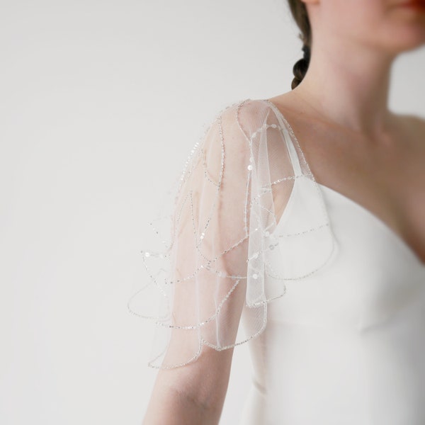 Detachable sleeves for simple wedding dress, Bridal cape NEMI