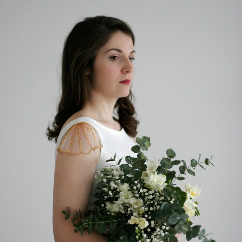 Detachable cap sleeves for simple wedding dress Bridal cape S Etsy