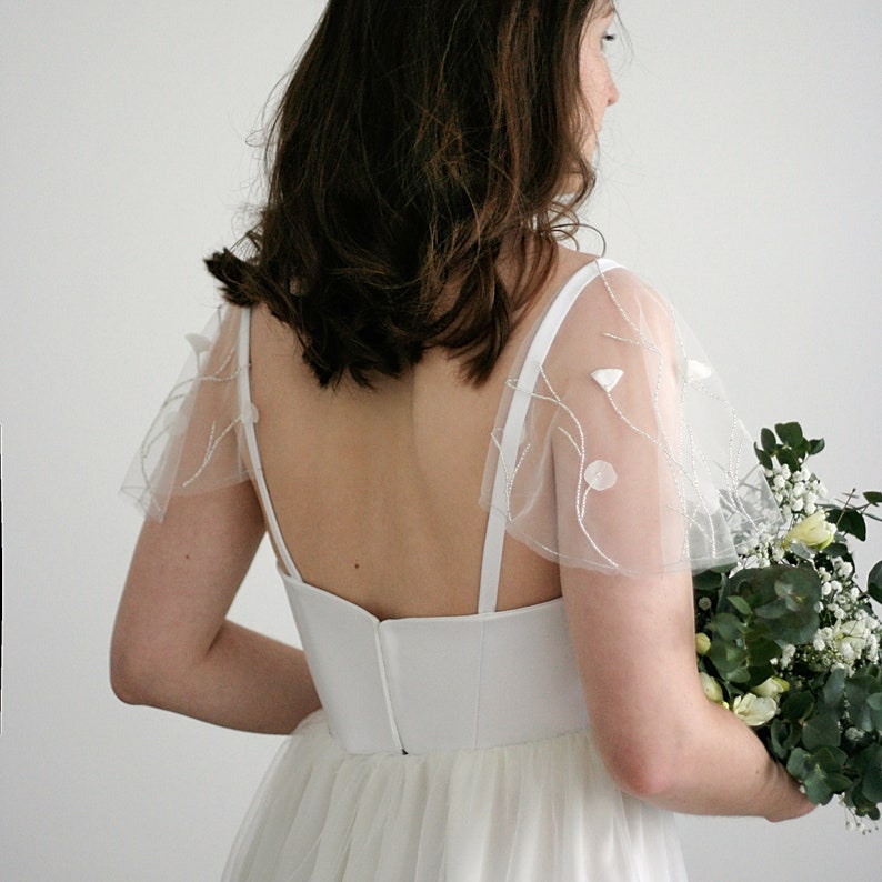 Lace Detachable Sleeves Wedding Dress Bridal Cape Veil Etsy