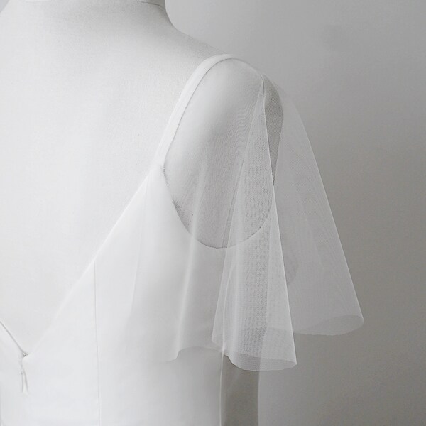 Detachable sleeves for wedding dress, Cap sleeves, Tulle cover up SIMPLE