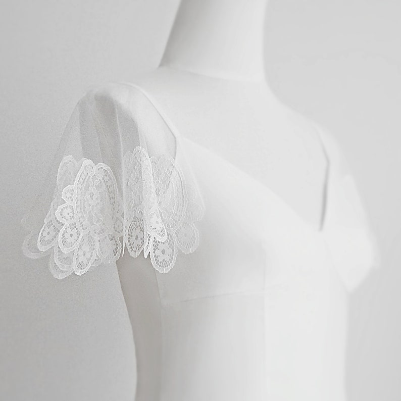 Lace Detachable Sleeves Wedding Dress Cap Sleeves Tulle Etsy