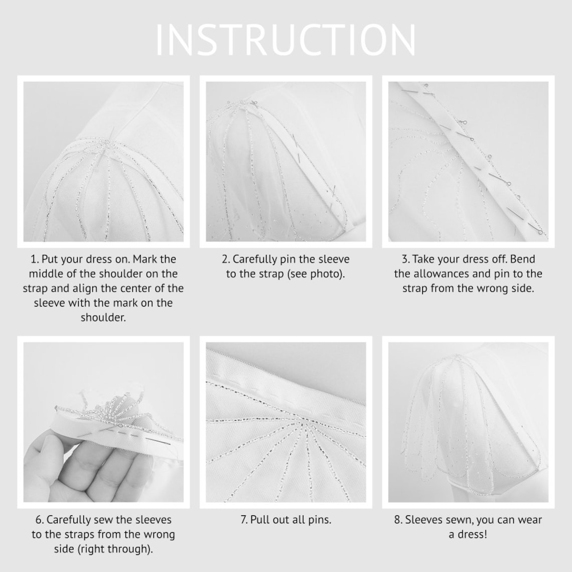 Lace Detachable Sleeves Wedding Dress Cap Sleeves Tulle Etsy