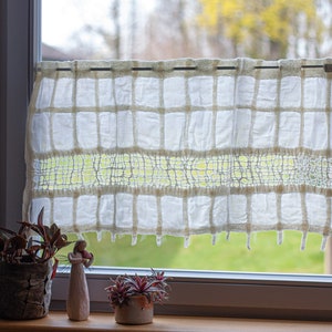 Window curtain made of linen and wool in individual sizes and lovingly handcrafted image 3