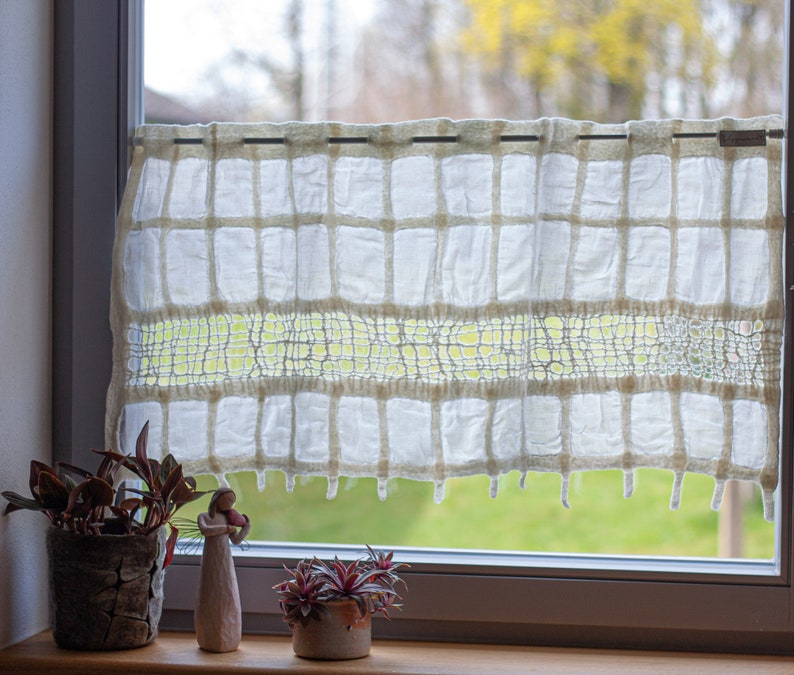 Window curtain made of linen and wool in individual sizes and lovingly handcrafted image 3